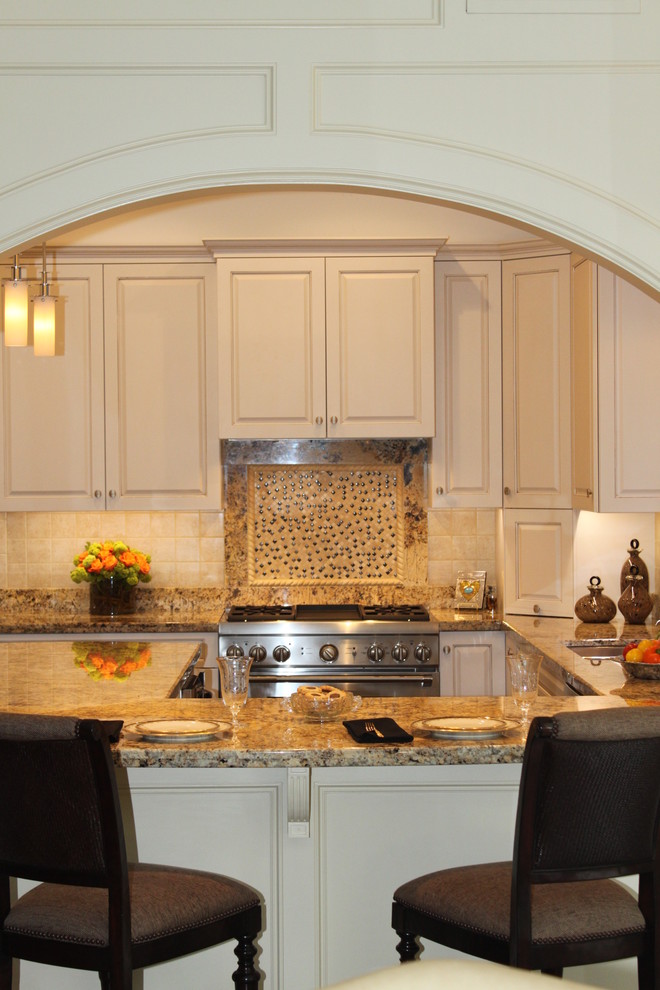 Cream Kitchen Unique Backsplash Traditional Kitchen Houston by