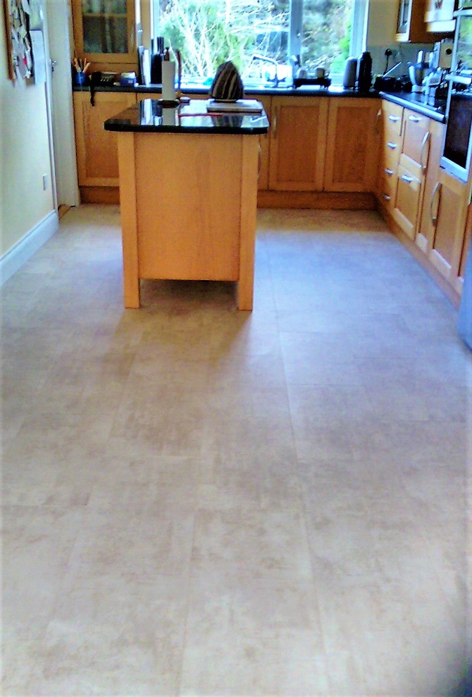 Cream Travertin Luxury Vinyl Tile Contemporary Kitchen Cork By Tom Gavin Tiles And Flooring Houzz