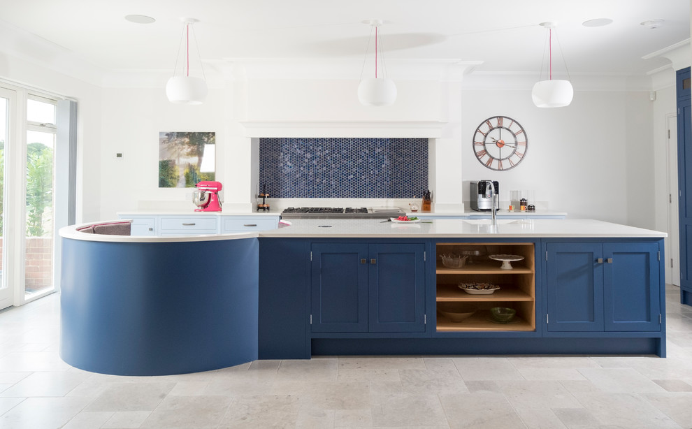 Curved island Transitional Kitchen Cardiff by Chalkhouse