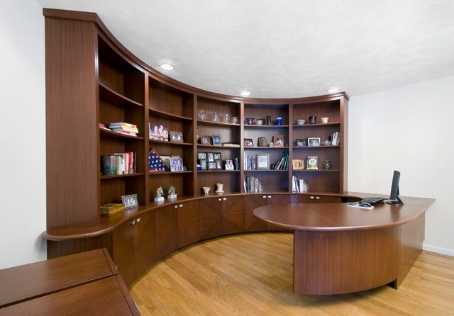 Curved wall bookshelf and desk - Contemporary - Kitchen - Cleveland - by  Woodworks Design Inc | Houzz