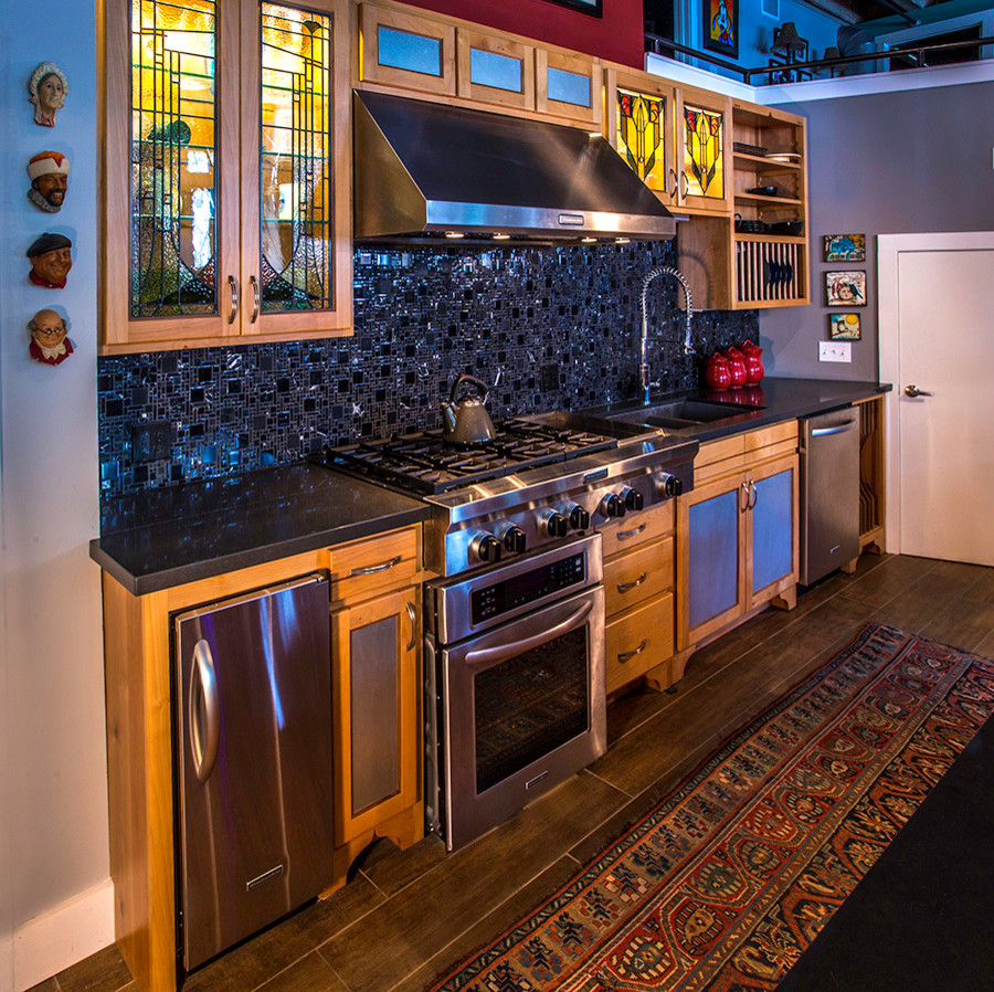 Custom Cabinetry and Stained Glass Cabinet Doors - Modern - Kitchen