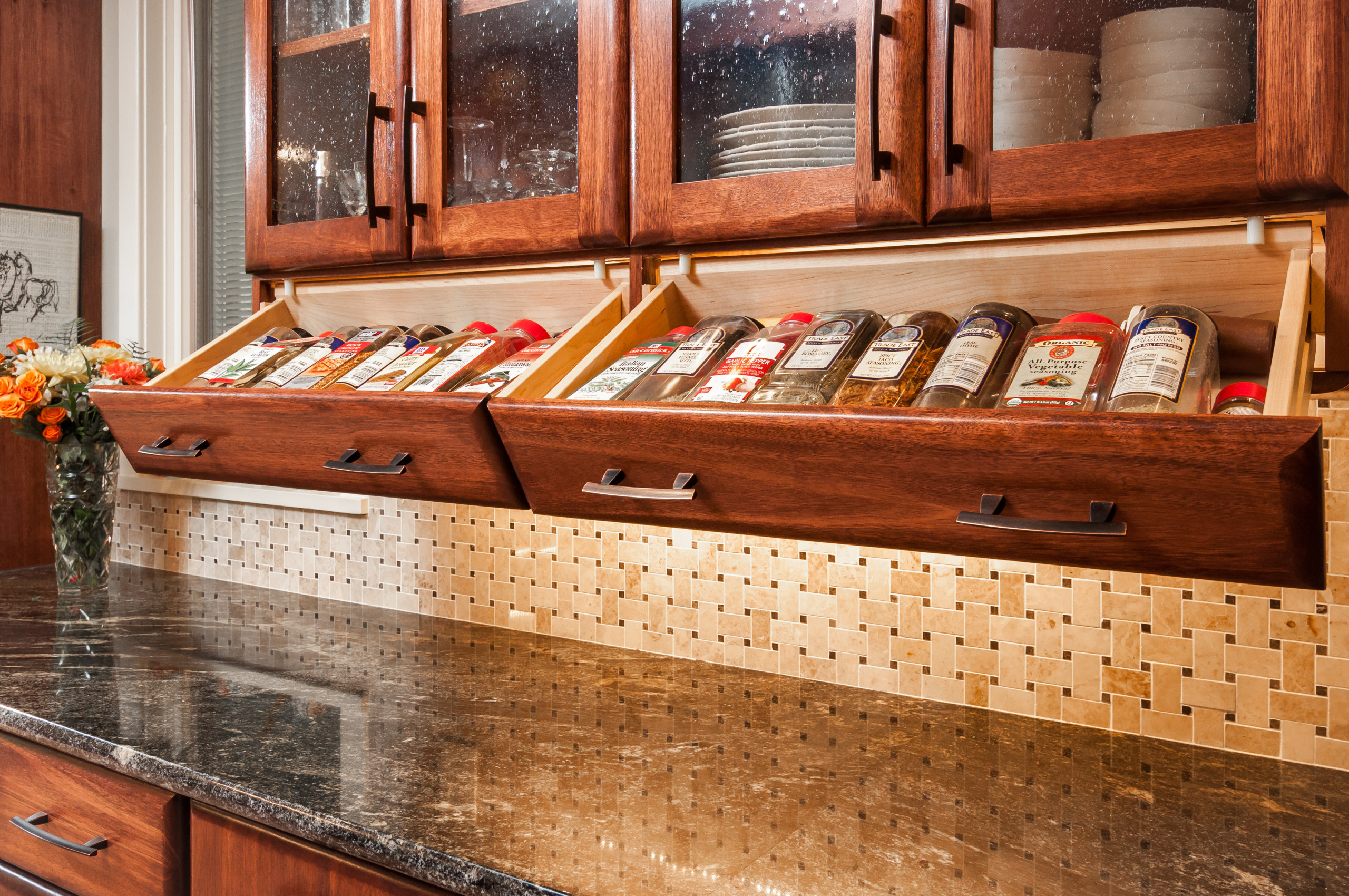 custom pull out spice rack
