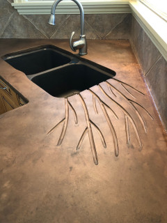 Concrete Kitchen Countertop with Wood Drainboard DC Custom Concrete