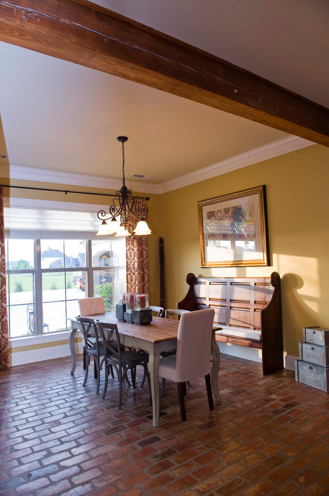 Inspiration for a huge timeless brick floor kitchen/dining room combo remodel in New Orleans