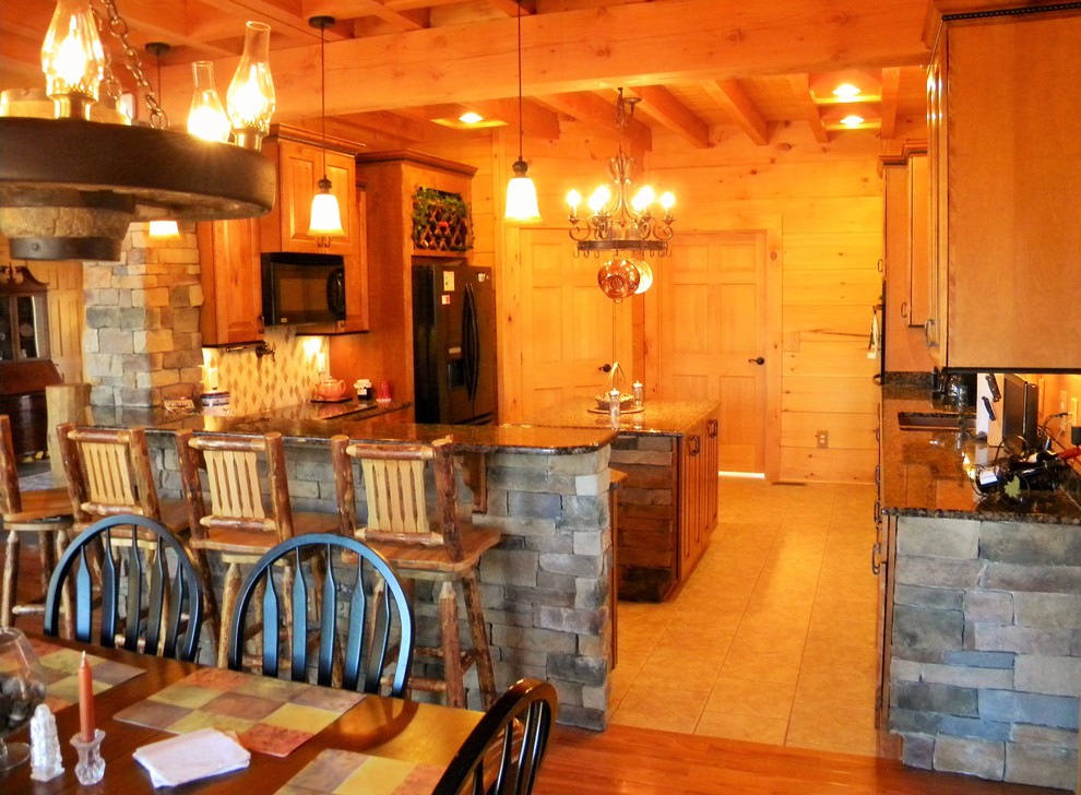 Custom Log Home featured in Log Home Living Kitchen Raleigh by