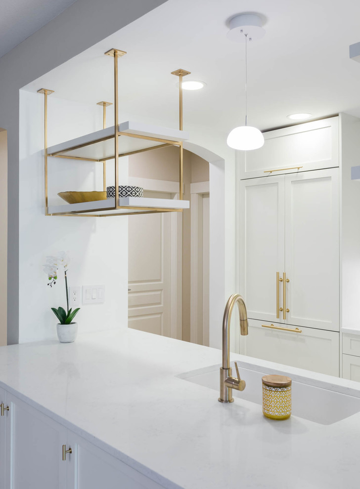 Custom Made Hanging Shelves In Brass In A Shaker Style Kitchen Contemporary Kitchen Vancouver By Dimora Interiors Houzz