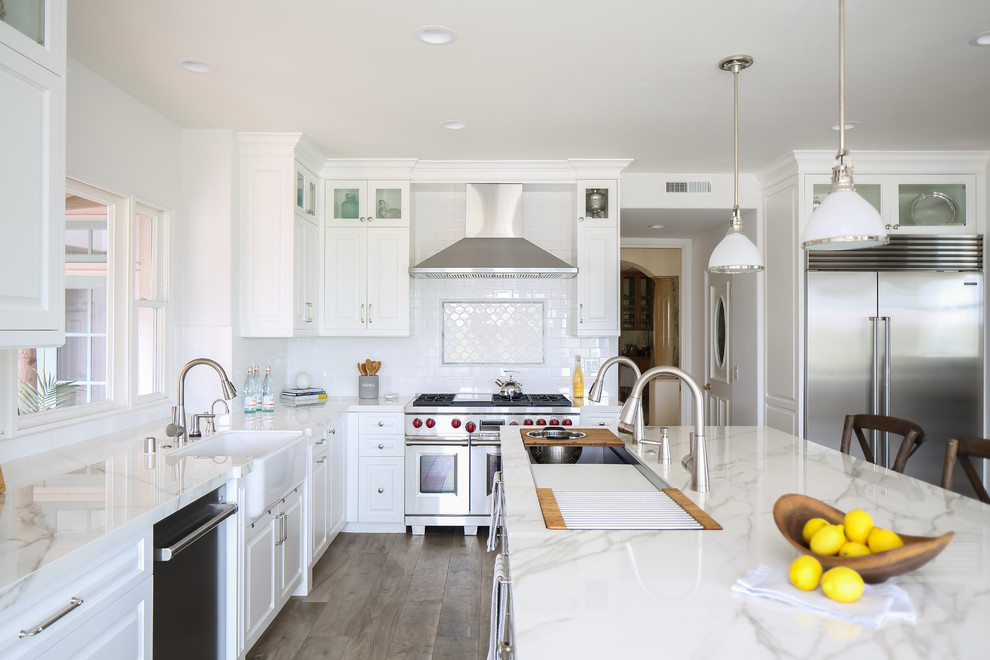 Design ideas for a coastal kitchen in Orange County.