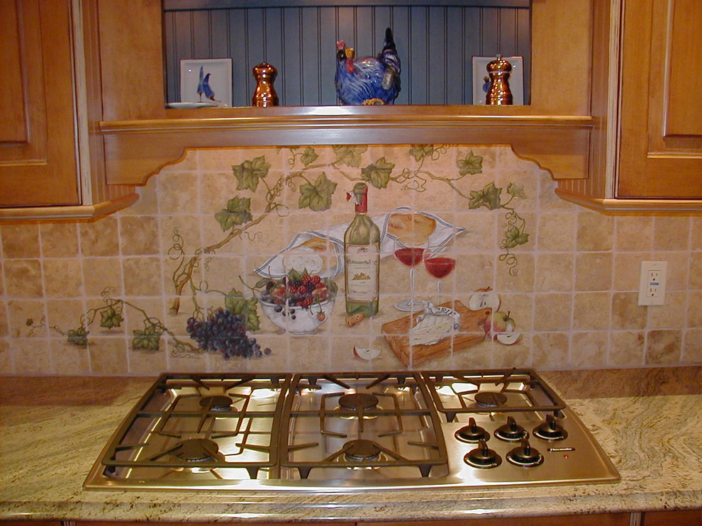 Custom painted backsplash mural - Farmhouse - Kitchen - Philadelphia ...