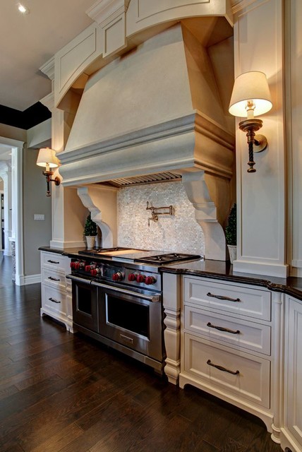 Stone Range Hood by Omega Mantels. Contemporary Kitchen