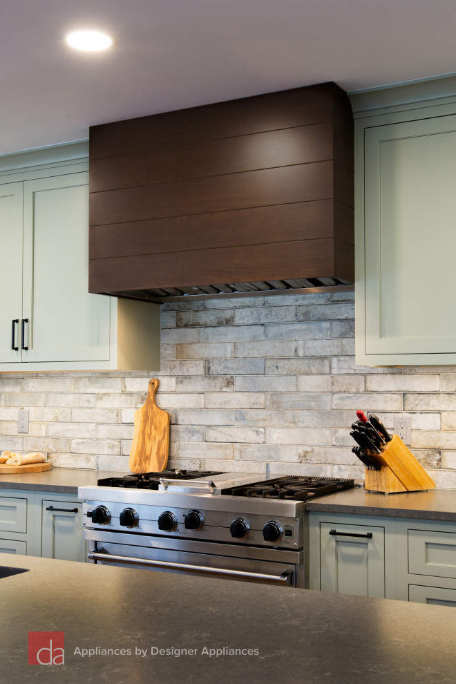 Custom Walnut Hood Transitional Kitchen Newark by KraftMaster