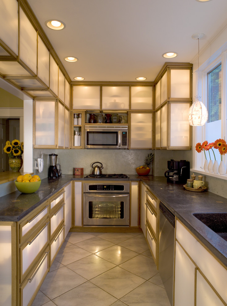 Contemporary kitchen in Other with stainless steel appliances.