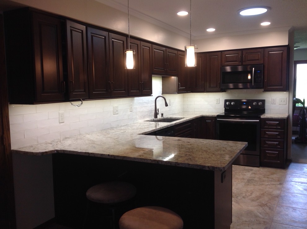 Dark Brown Raised Panel Kitchen Traditional Kitchen