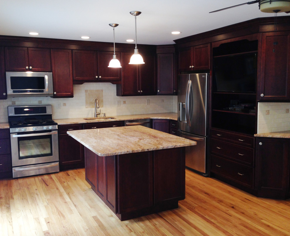 Dark Kitchen with Light Counters Traditional Kitchen Philadelphia by A&E