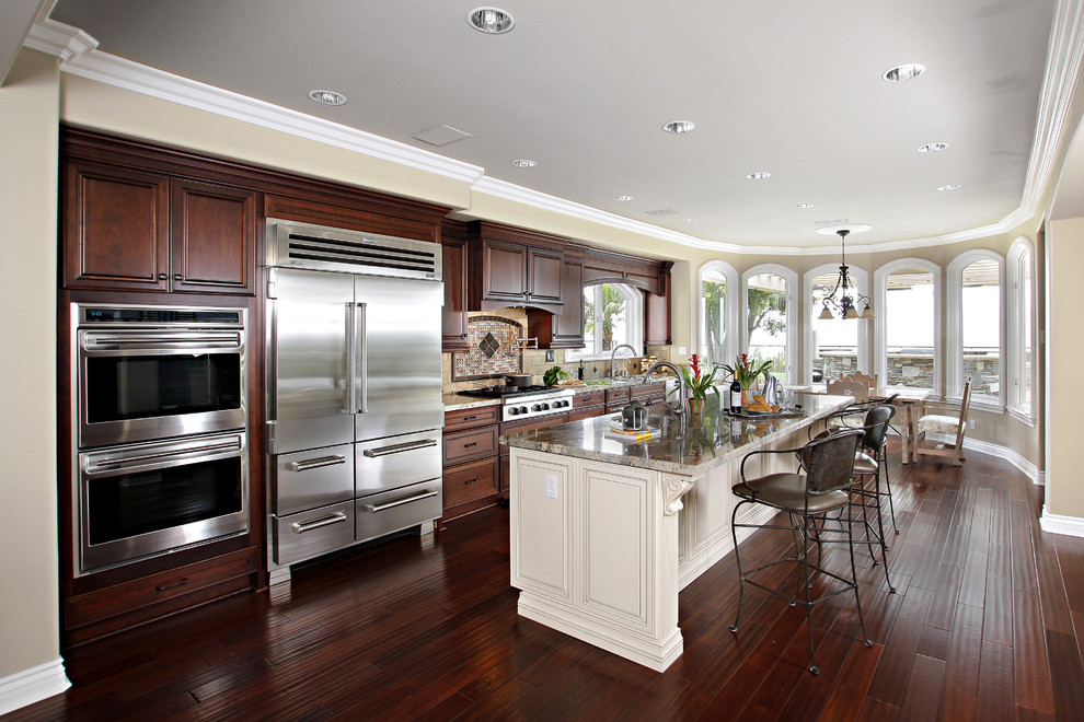 Dark Cabinets With White Island In Laguna Niguel Ca Traditional Kitchen Orange County By Preferred Kitchen Bath