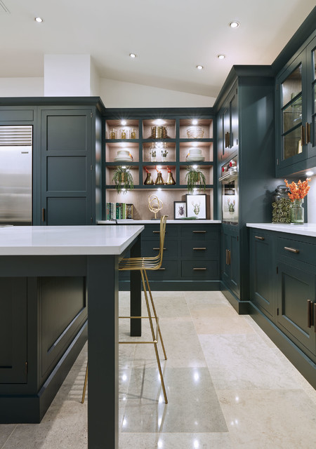 Dark Green Shaker Style Kitchen - Transitional - Kitchen ...