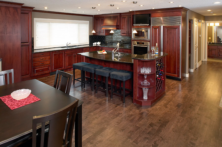 Dark Stain Maple Hardwood Floor Contemporary Kitchen Calgary By Atlas Floors Houzz Dark Stain Maple Hardwood Floor