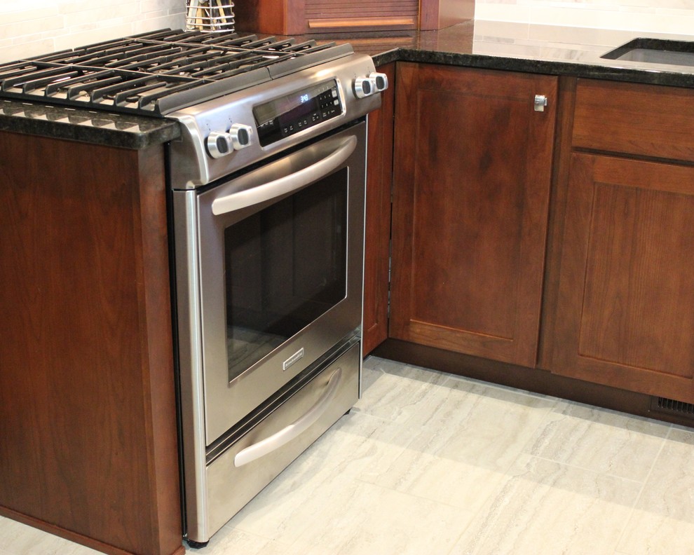 Davenport Kitchen Remodel pairs Neutral Grays with Rich Cherry