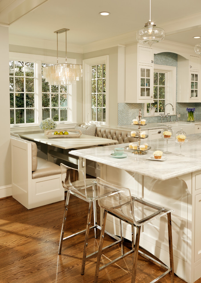 Inspiration for a timeless kitchen remodel in DC Metro with a farmhouse sink and quartzite countertops