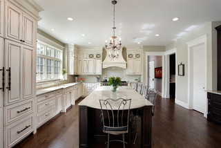 Cream Kitchen with Wood Effect and Black Accessories Stock Photo - Image of  kitchen, black: 52822304