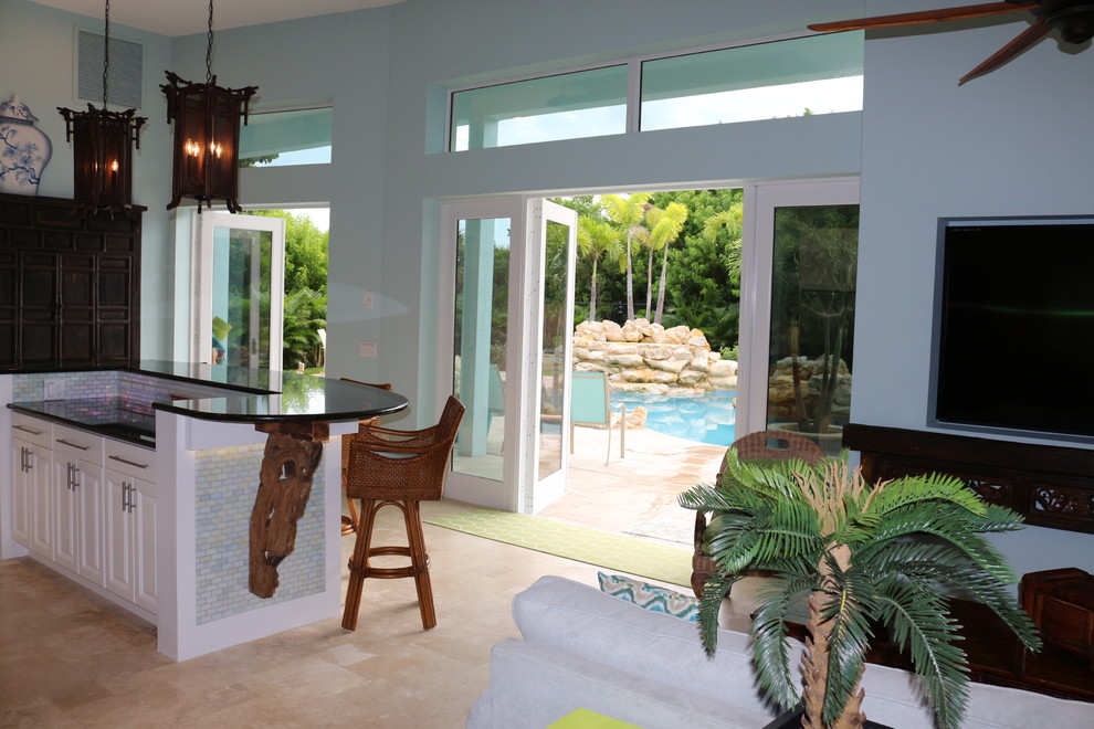 Example of a zen kitchen design in Miami