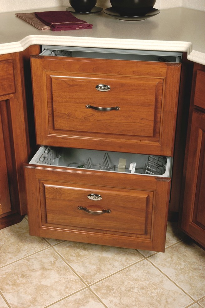 Dishwasher Drawer Appliance Panels Craftsman Kitchen Cleveland by Schrocks of Walnut