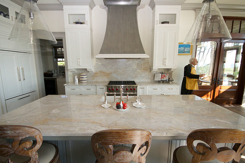 Kitchen island with quartzite countertops 