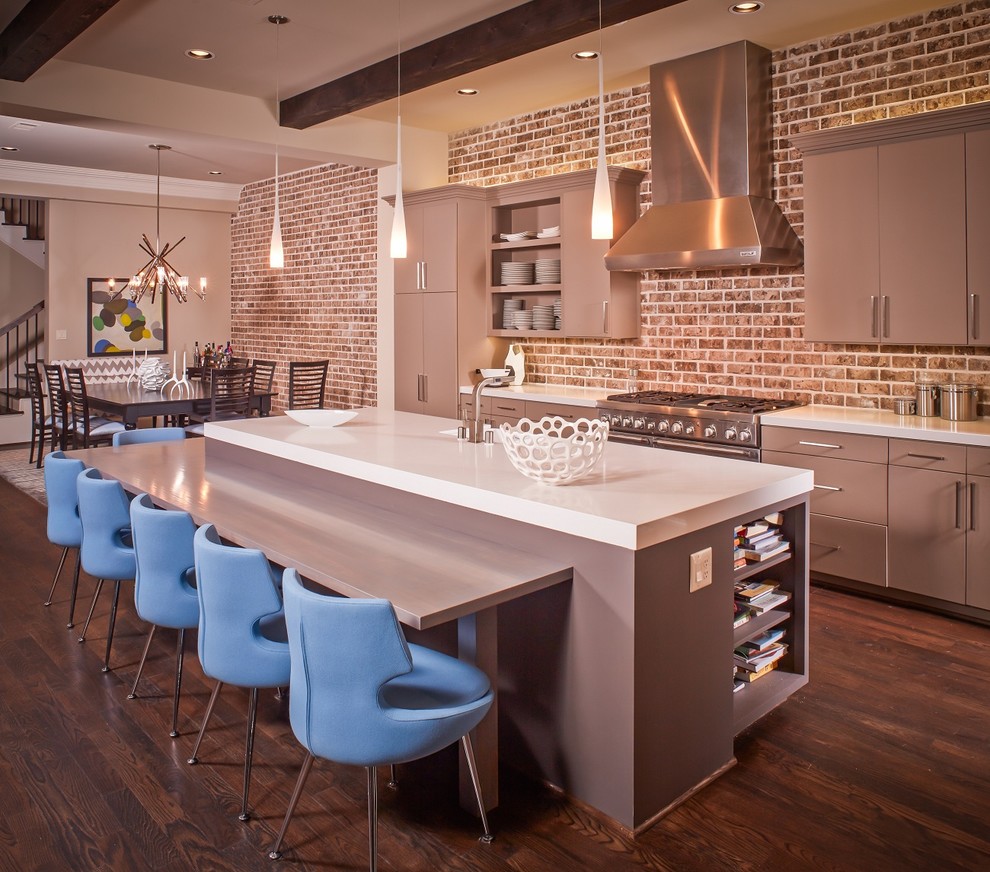 Trendy kitchen photo in Houston with stainless steel appliances