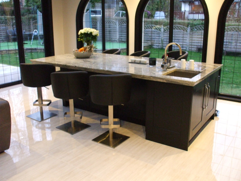 Design ideas for a large contemporary single-wall open plan kitchen in Other with an island.