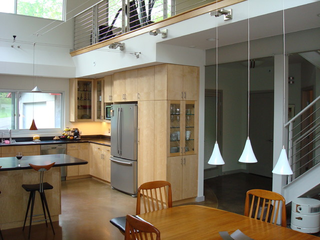 Double Height Kitchen in Mid-Century Modern Healthy Home - Midcentury ...