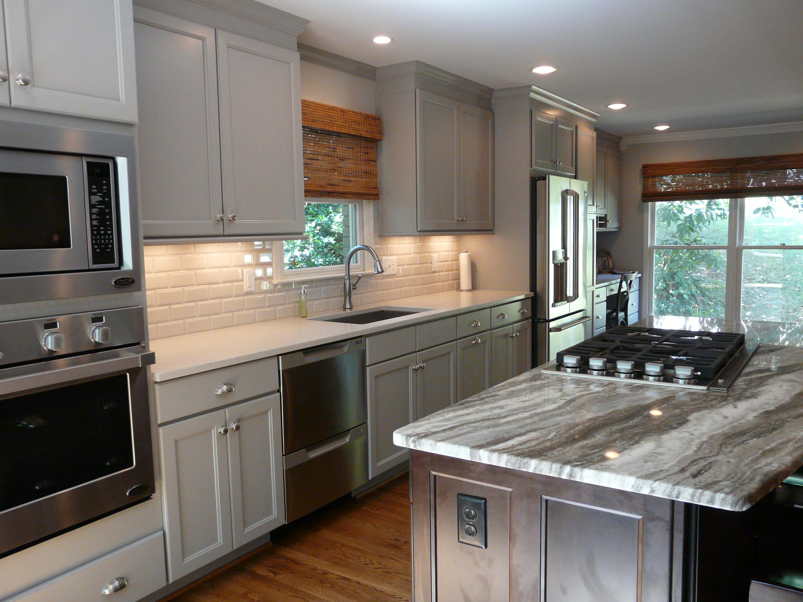 Dove Grey Light Kitchen With Dark Countertops