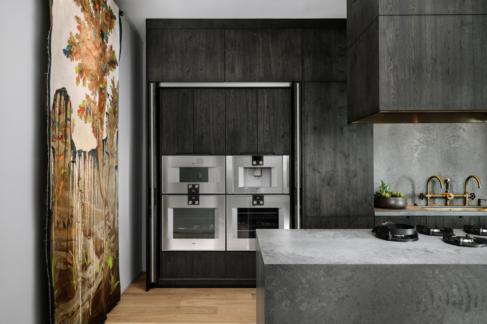 Inspiration for a contemporary single-wall kitchen in Austin with an island.