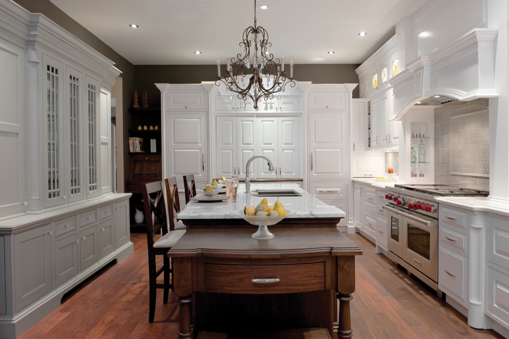 This is an example of a classic kitchen in Chicago with stainless steel appliances.