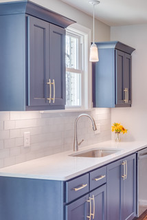 75 Kitchen with Blue Cabinets and Black Appliances Ideas You'll Love -  January, 2024