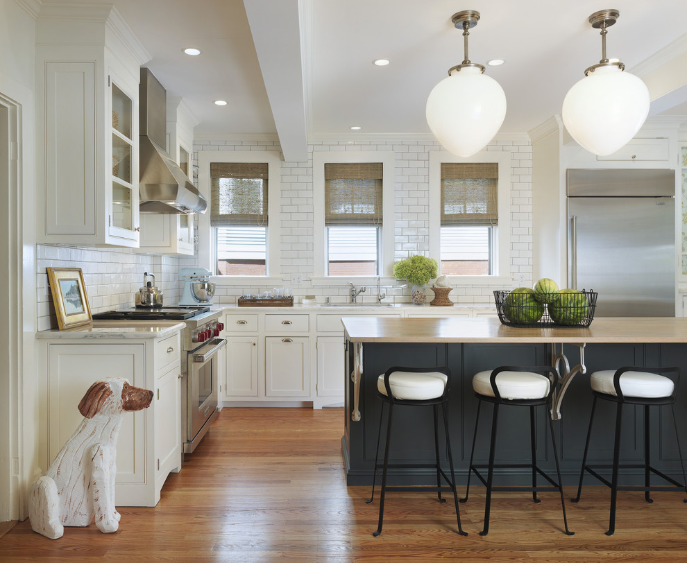 Inspiration for a timeless kitchen remodel in Providence with stainless steel appliances