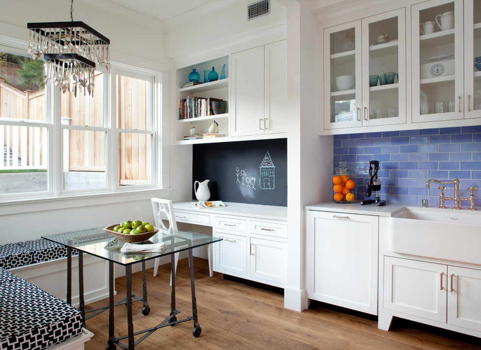Inspiration for a victorian kitchen remodel in San Francisco with a farmhouse sink