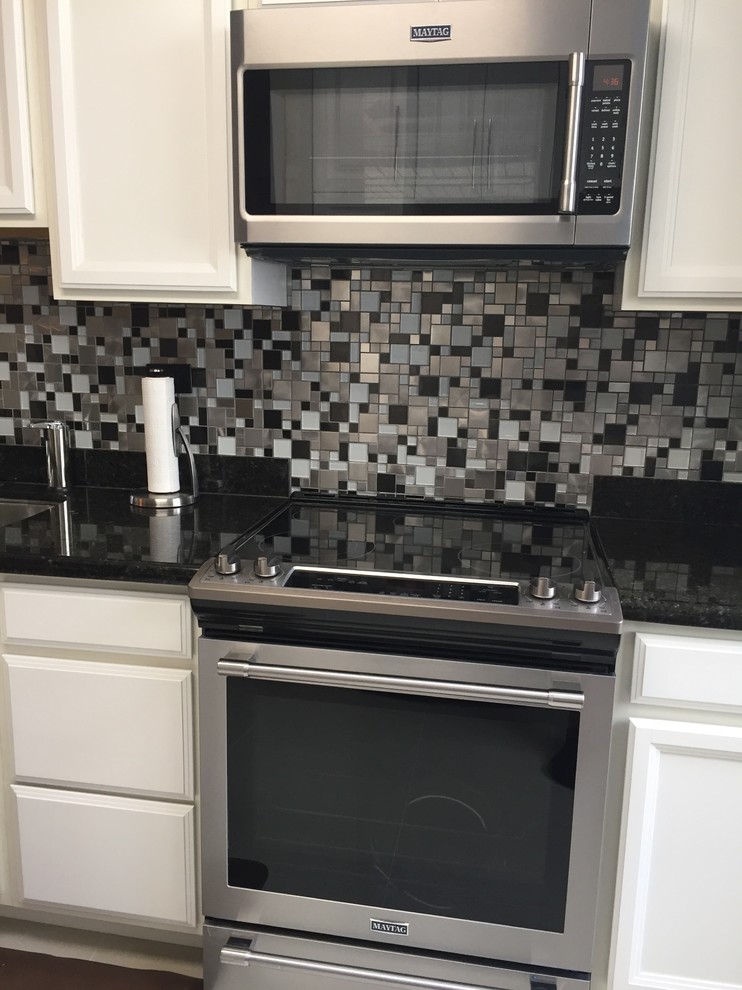 Eden Mosaic Tile Installations Cobble Stainless Steel With White Glass