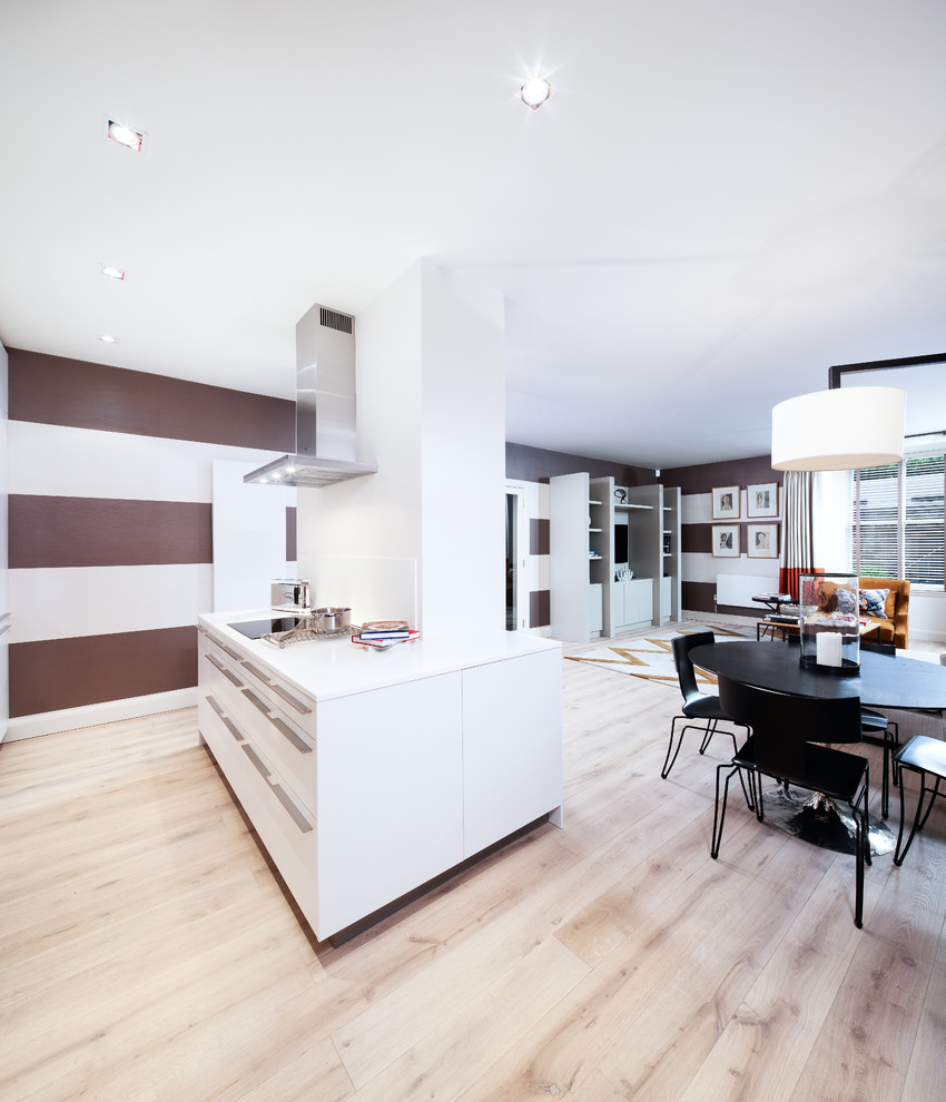 This is an example of a large contemporary kitchen in Edinburgh.