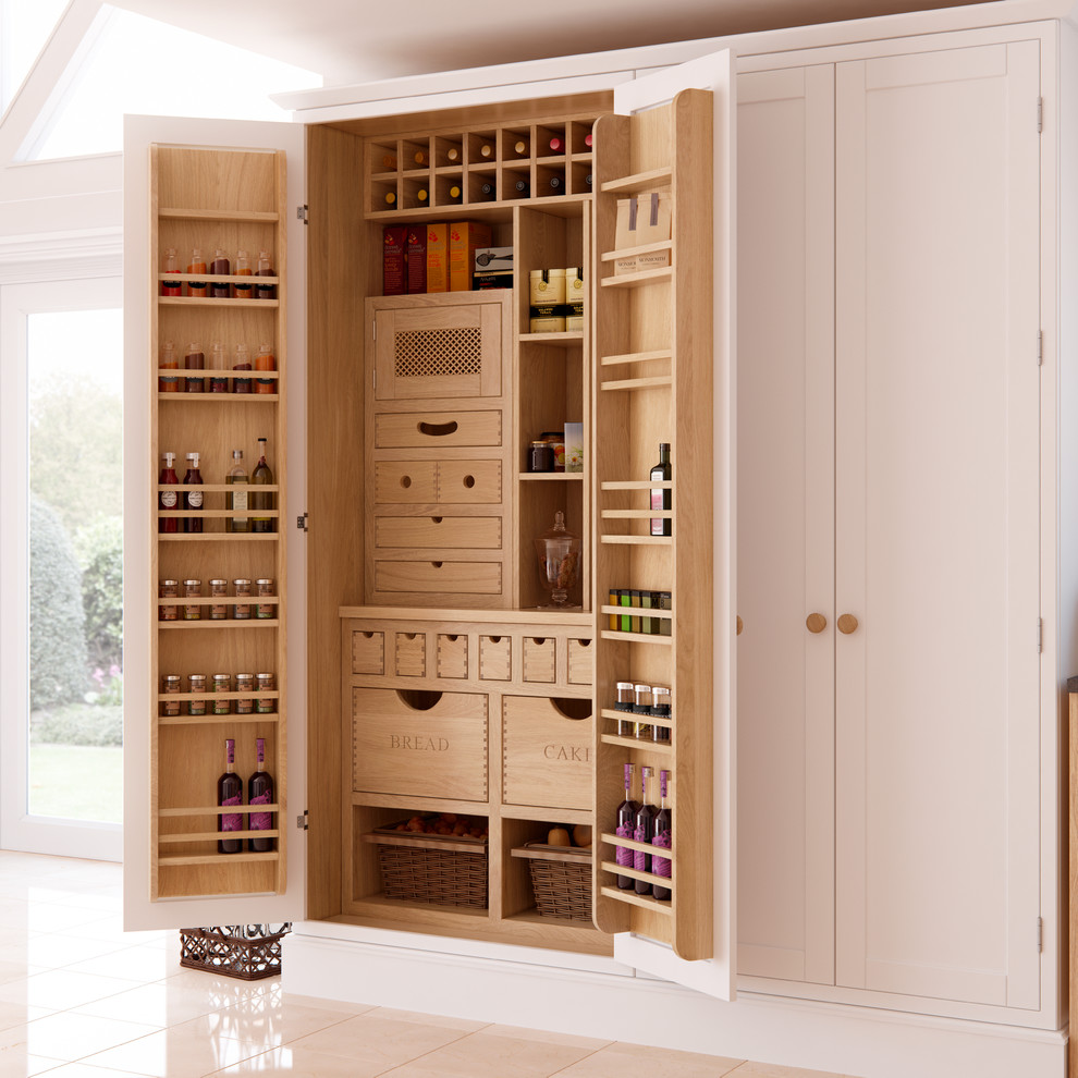 Design ideas for a classic kitchen pantry in Other with shaker cabinets and white cabinets.