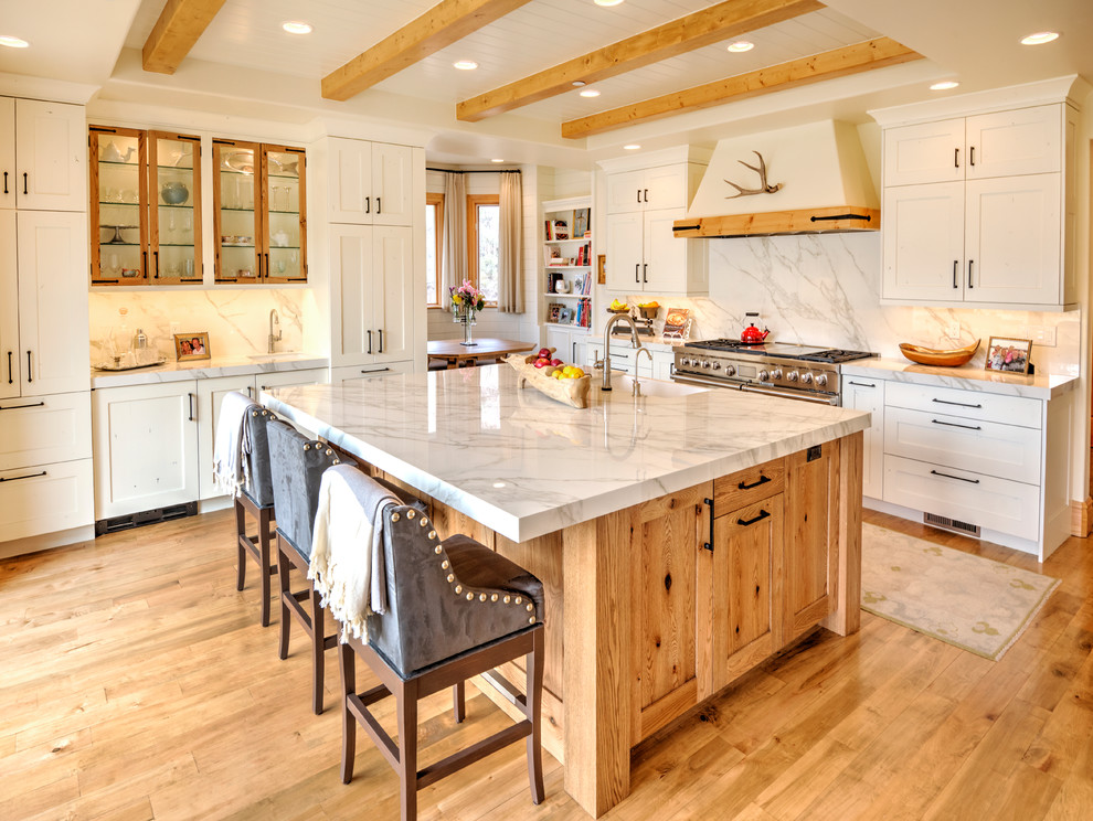 Edwards CO White Painted with French Oak Kitchen Remodel Farmhouse