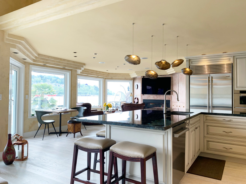 Elegant Antique White with Natural Stone Countertop