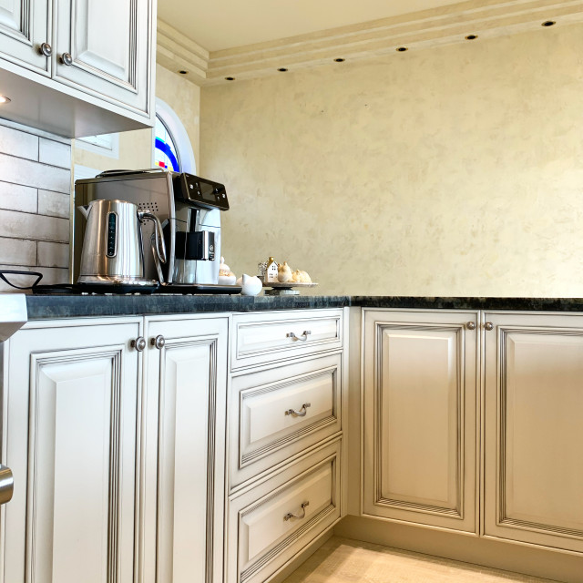 Elegant Antique White with Natural Stone Countertop