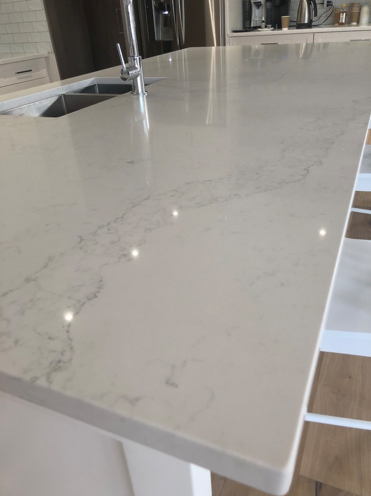 Elegant white quartz countertops Modern Kitchen Edmonton by Atlas Granite Inc Houzz