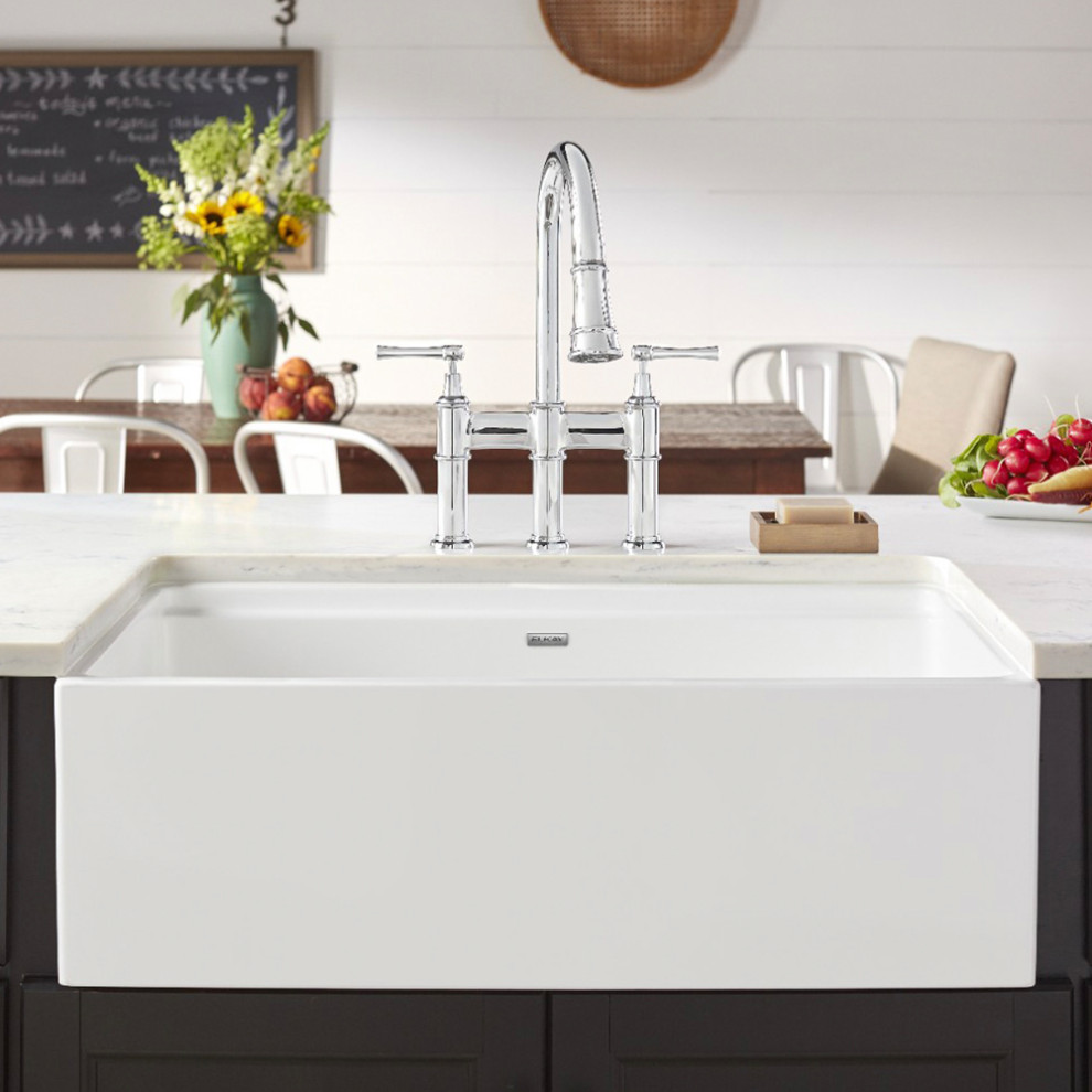 Elkay Fireclay 33" x 20" x 101/8" 60/40 Double Bowl Farmhouse Sink