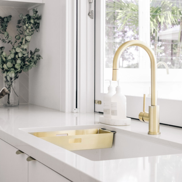 ELYSIAN KITCHEN MIXER BRUSHED BRASS Modern Kitchen Gold Coast