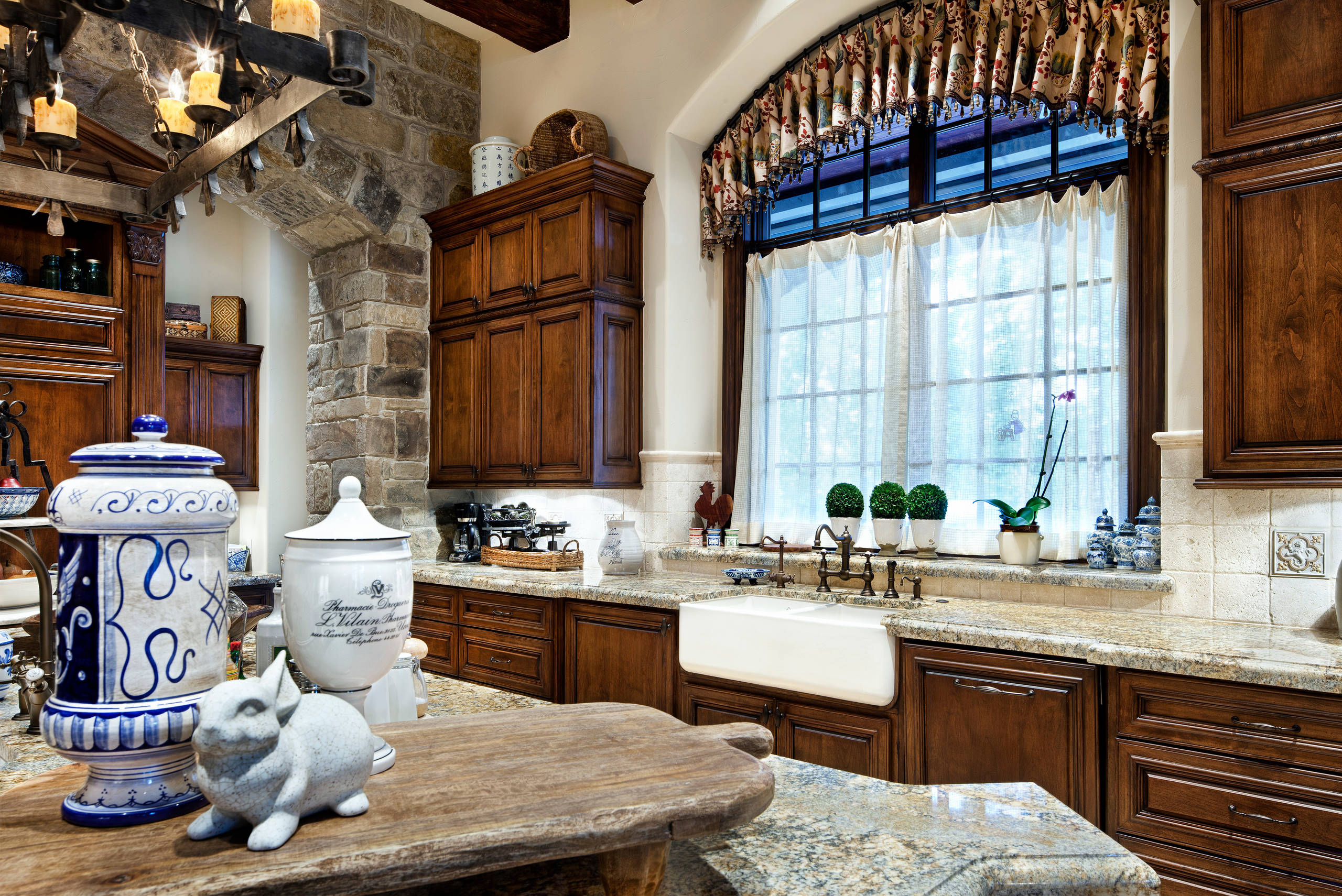 Traditional White Kitchen with English Manor-Style Cabinetry