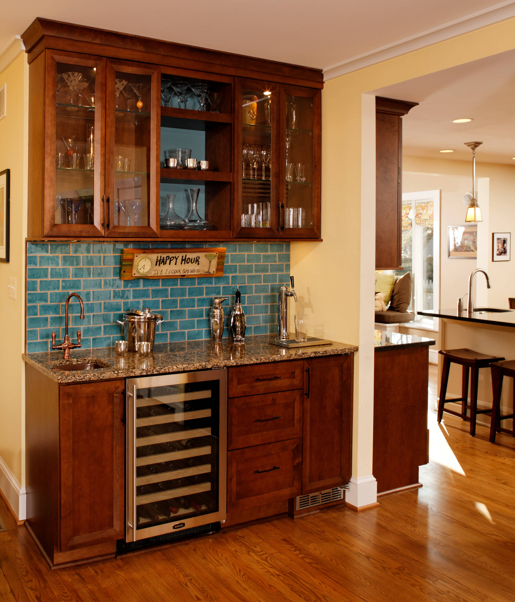 wet bar with kegerator