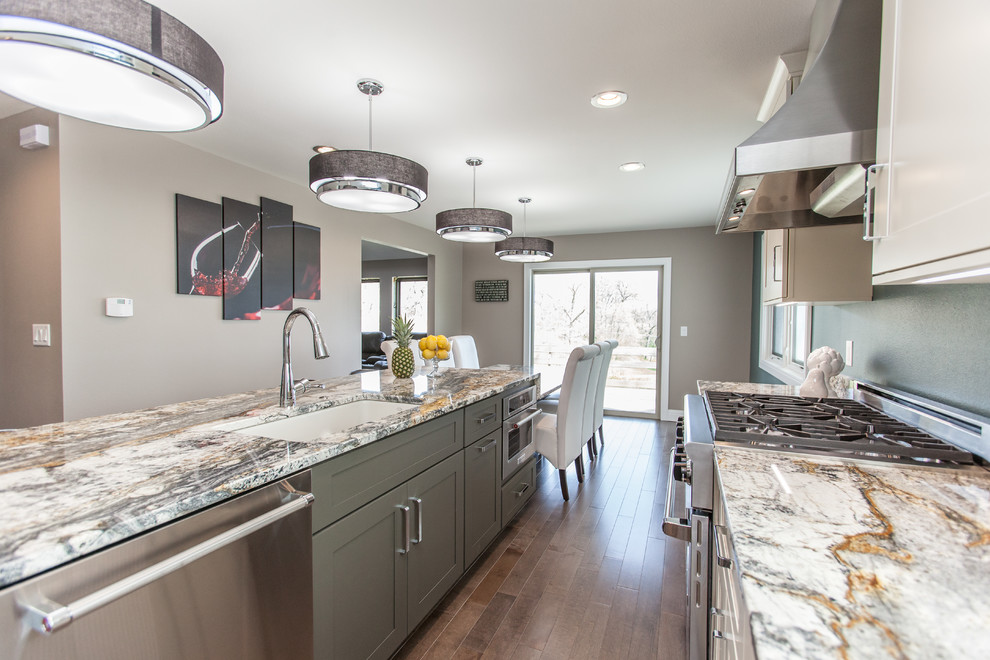 Fairfield - White Kitchen - Grey Island - Transitional - Kitchen