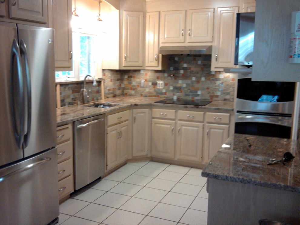 Fake Bricks Crema Bordeaux Granite Countertops Modern Kitchen New York By Marble And Granite Concepts Llc