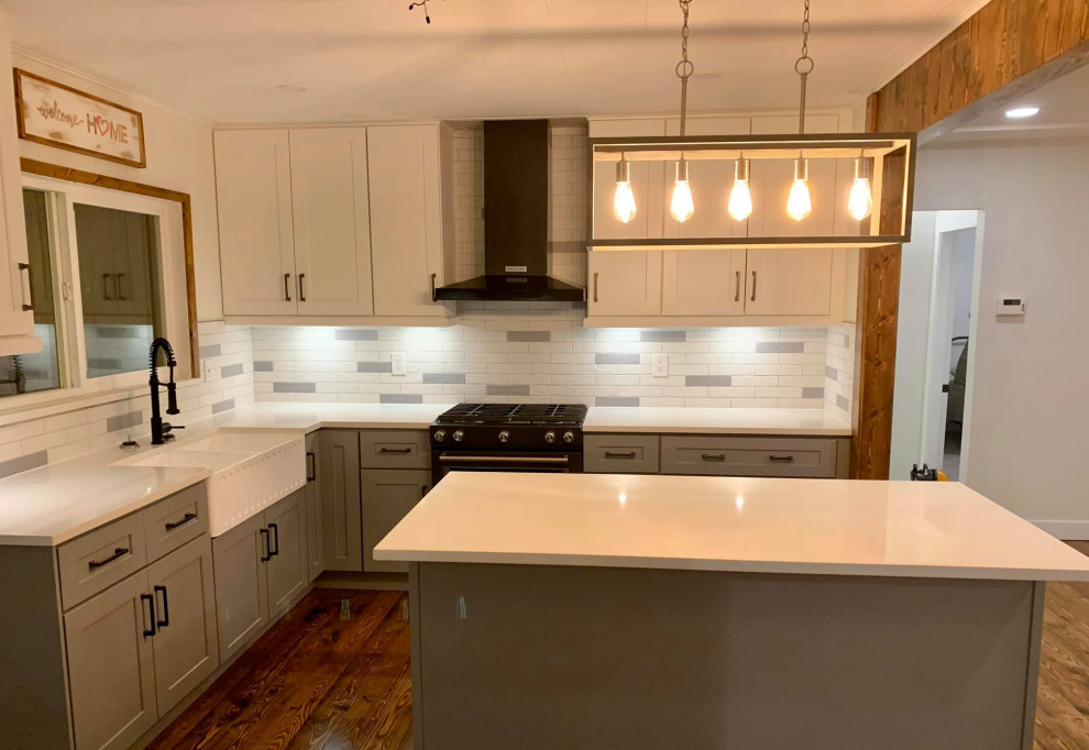 Farmhouse Kitchen with Grey Base and White Uppers Country Kitchen