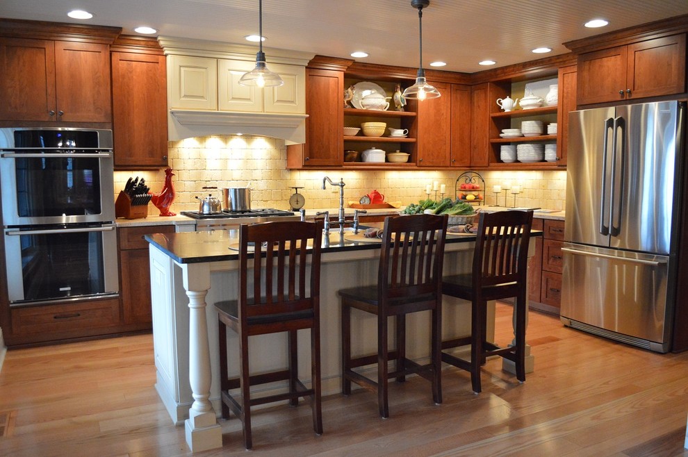 Farmhouse-style Kitchen with stone surfaces - Farmhouse - Kitchen ...